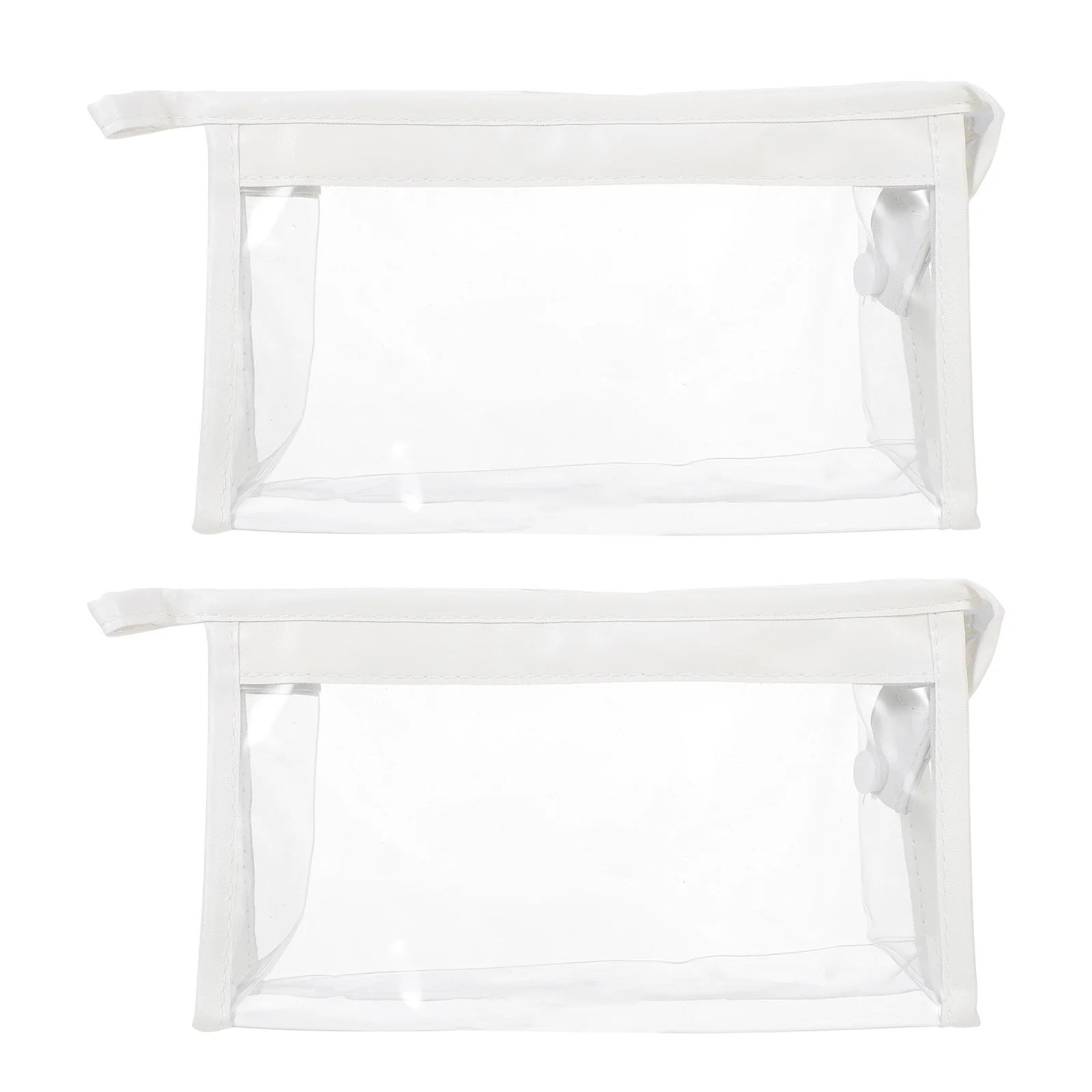 2Pcs Transparent Pencil Bag Large Capacity Waterproof Stationery Organizer Zipper Design Durable Multi-Purpose White