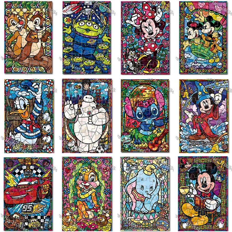 35 Pieces Disney Cartoon Characters Puzzles Big Hero Lilo Stitch Mickey Mouse Jigsaw Puzzle for DIY Children's Educational Toys