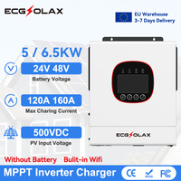 Ecgsolax 6.5Kw 5Kw Hybrid Solar Inverter Built-In Wifi 24V 48V 220Vac with Mppt 120A 160A Charge Controller Solar Hybrid Inverter Pure Sine Wave Max Pv 500Vdc