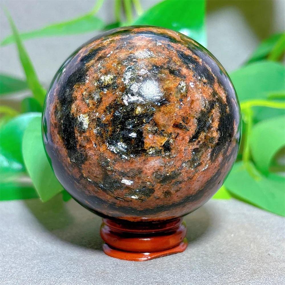 Pink Tourmaline Gold Mica Sphere Crystal Natural Quartz Stone Home Decoration Craft Gifts Energy Spiritual Garden Love +Stand