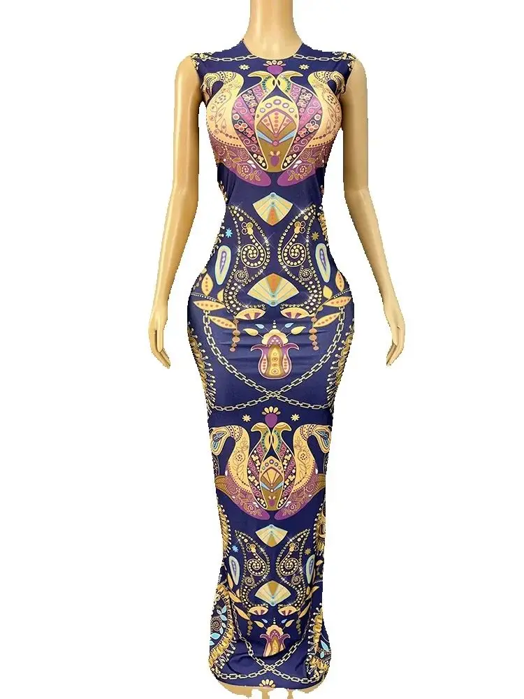 

Высокое качество, горячее тиснение, сексуальное эластичное платье-жилет с принтом, новинка 2025, модная женская одежда на заказ