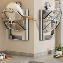 Multi-Purpose Wall-Mounted Suction Cup Pot Lid Holder Punch-Free Kitchen Storage Rack, Multi-Layer Cutting Board Rack