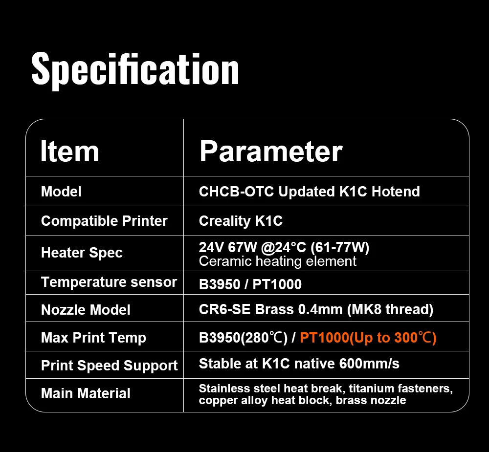 Trianglelab ® CHCB-OTC Aktualisiertes K1C Hotend mit Hohem Durchfluss, Hoher Leistung und Hoher Temperatur für K1C 3D-Drucker zum Drucken von CF ABS PLA PETG – Detail 2