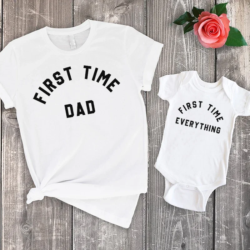 

First Time Mum and Dad T-Shirts First Baby Family Shirts First Child TShirts New Parents Tee New Mother and Father Top m