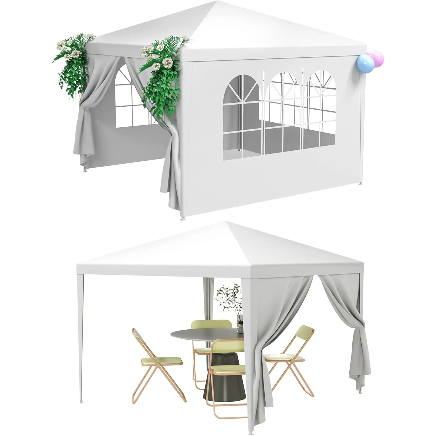 10'x10' Outdoor Canopy Tent Patio Camping Gazebo Shelter Pavilion Cater Party Wedding BBQ Events Tent w/Removable Sidewalls