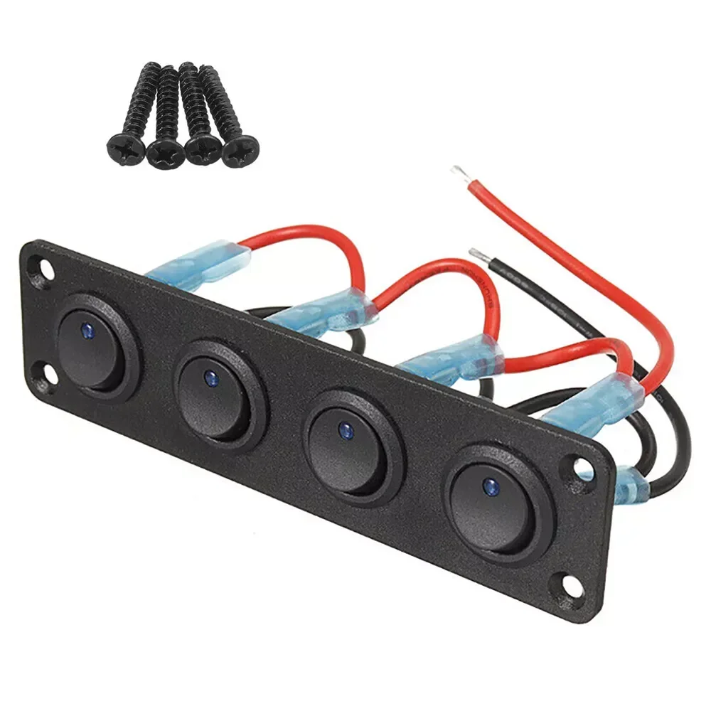12V 1-5 Gang Universal Toggle Switch Panel USB Car Boat Marine RV Truck Blue LED Styling Accessories Marine Rocker Switch