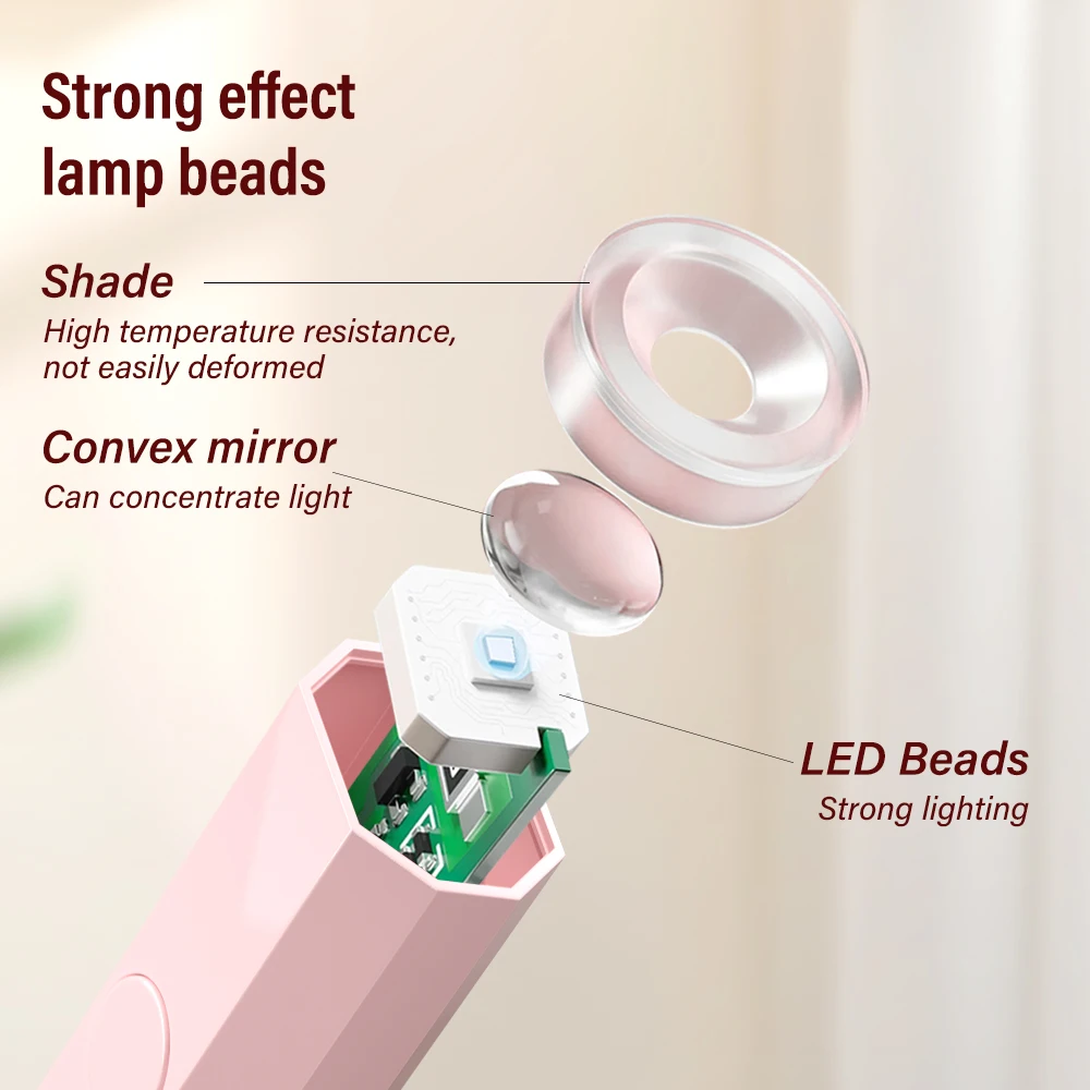 Mini Lampe à Ongles Portable avec Affichage de la Minuterie, vaccage Rapide, Rechargeable, UV, LED