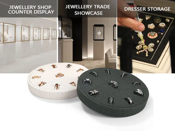 Oirlv Großraumiges Ringtablett, Rundes Ring-Präsentationstablett, Schmuck-Präsentationstablett, Ringaufbewahrung, Urlaubsgeschenk, Tragbar für Reisen – Detail 10