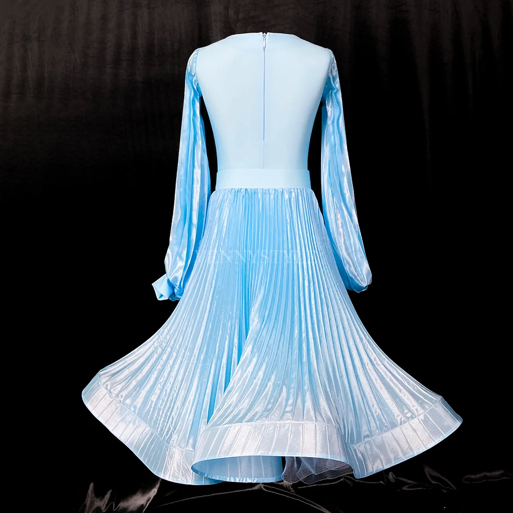 فستان رقص لاتيني ستايل للنساء، لقاعة الرقص الحديثة، تنورة كاملة ثلاثية الأبعاد بطبقة مزدوجة، زي تدريب للمسرح