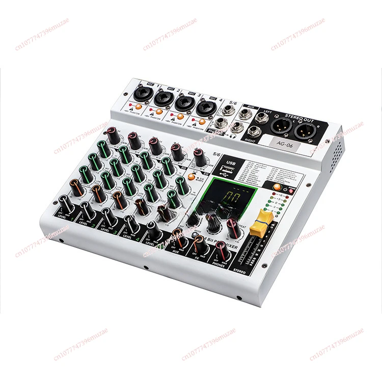 AG-06 Wholesale 6-way Mixer with USB99 Effects Independent 48V Phantom Power Household Bluetooth Mixer