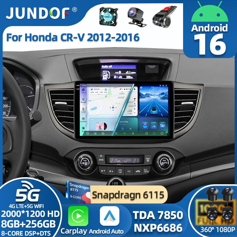 Android 16 Car For Honda CRV CR-V 4 RM RE 2012 2013 - 2016 Multimedia Stereo CarPlayer GPS Screen Navigation Radio DVD NO 2 DIN
