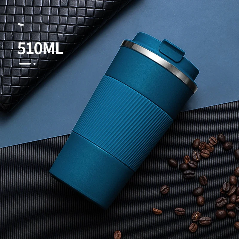 1 Piece Coffee Mug Leak-Proof Car Vacuum Flask Travel Thermal Cup Water Bottle 510Ml Non-Slip Green