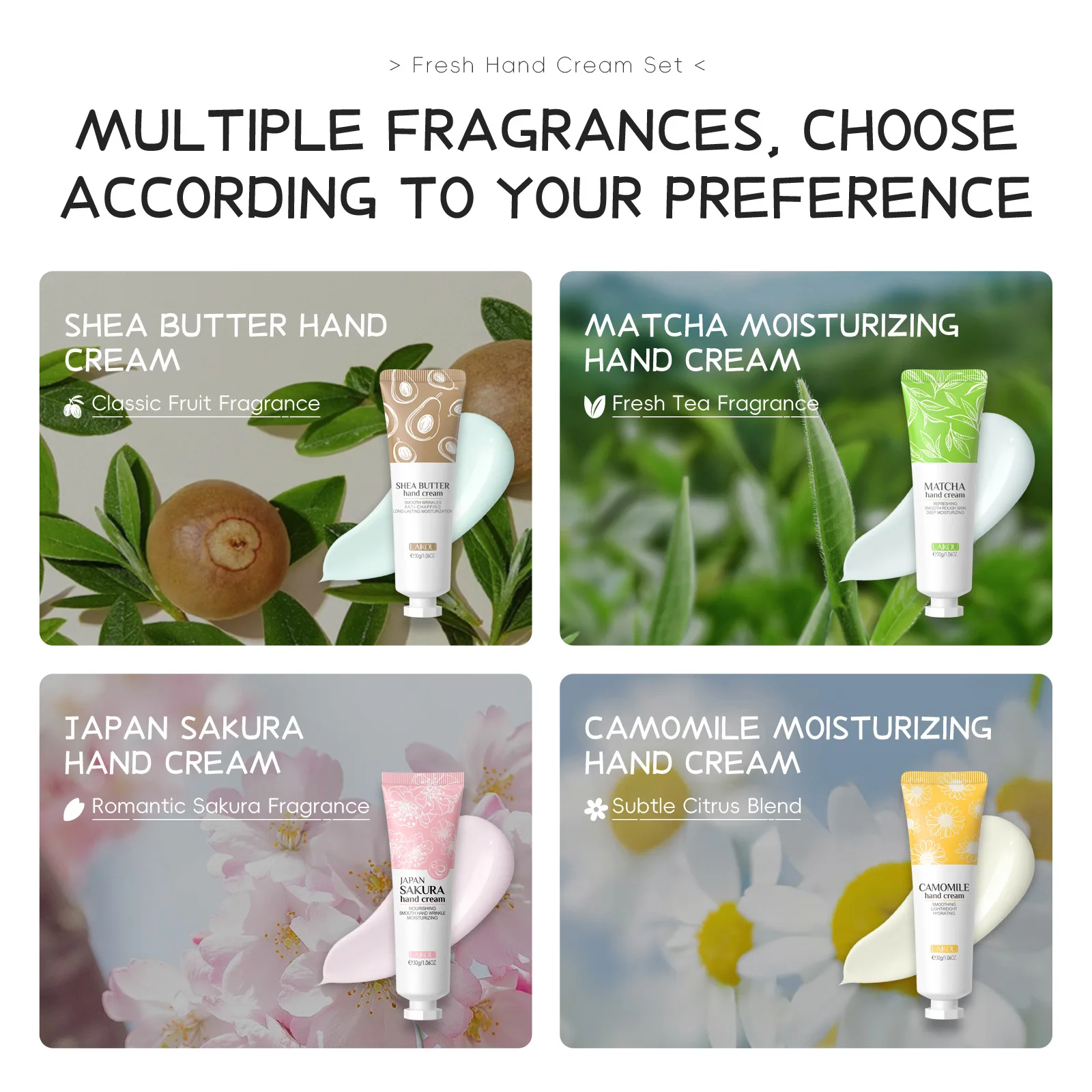Laikou fresh handcream set moisturizing moisturizing moisturizing skin fading fine lines anti-drying and cracking anti-peeling