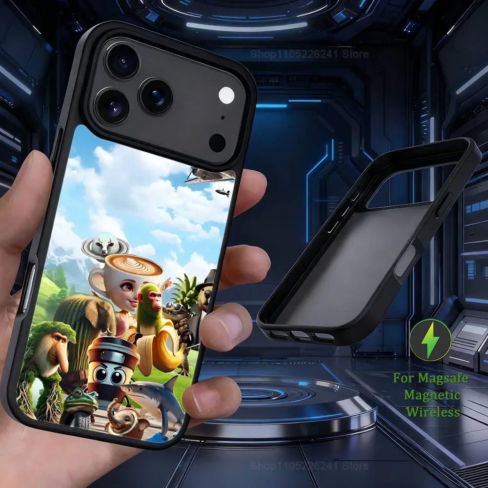 Art B-Brainrot T-Tralalero iPhone 16、14、13、15、11、12、17、Plus、Mini、Pro、MagSafe対応、Max、磁気ワイヤレス充電ケース