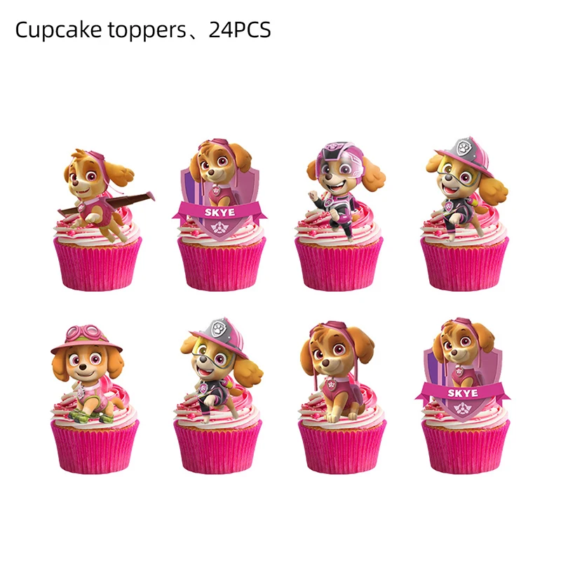 Dekorasi kue Paw Patrol kartun Toppers kue Skye anjing perlengkapan Cupcake dekorasi pesta ulang tahun anak laki-laki perlengkapan mandi bayi