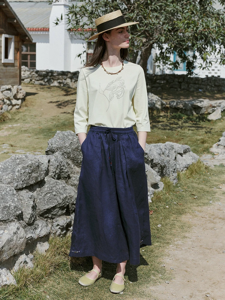 

Удобные, прохладные, свободные брюки-юбка в стиле ханбок, широкие брюки, бирюзово-синие повседневные брюки для женщин в зрелом возрасте