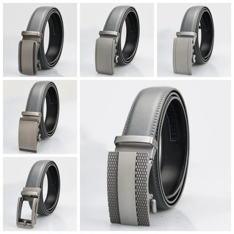 Men's Belt Second Layer Cowhide Senior Fashion Automatic Buckle Belt Casual Business Versatile Matched with The Suit Belt