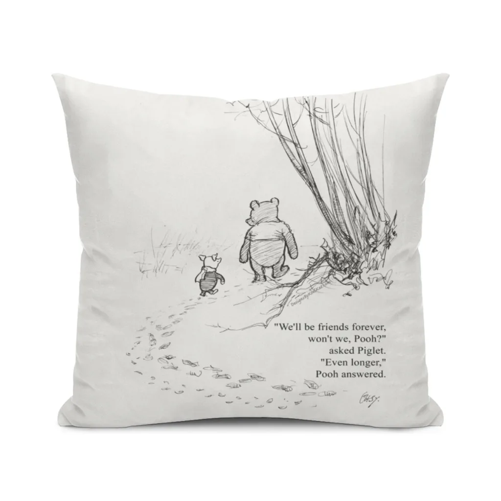 Winnie the Pooh & Piglet Friends Forever Cushion Cover Pillowcase Cushion Pillow Home