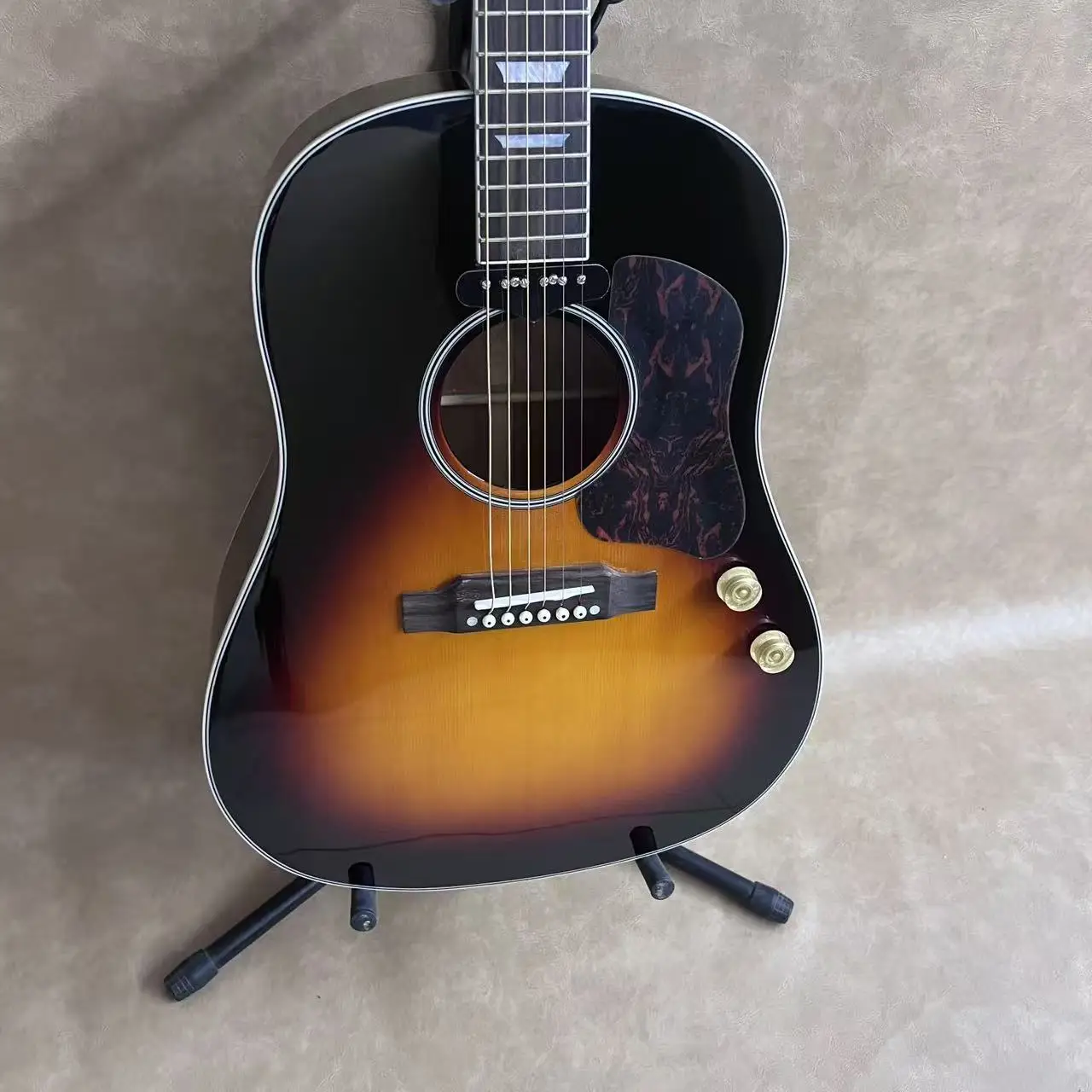 Guitare folk 41 pouces Sunset J160 avec pont fixe, table massive, corps en pin, 6 cordes, frais de livraison offerts
