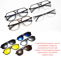 Gafas 6 en 1, montura Irregular de tres colores con 5 uds., gafas de sol polarizadas con Clip, gafas magnéticas, ópticas para ordenador