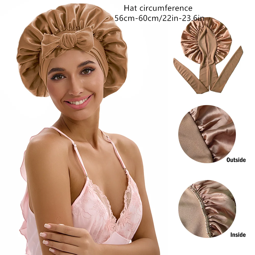 Reversible Satin Sleep Bonnet, Soft Silk Hair Wrap for Braids, Adjustable Elastic Band for Comfort, Night Hair Care for Women