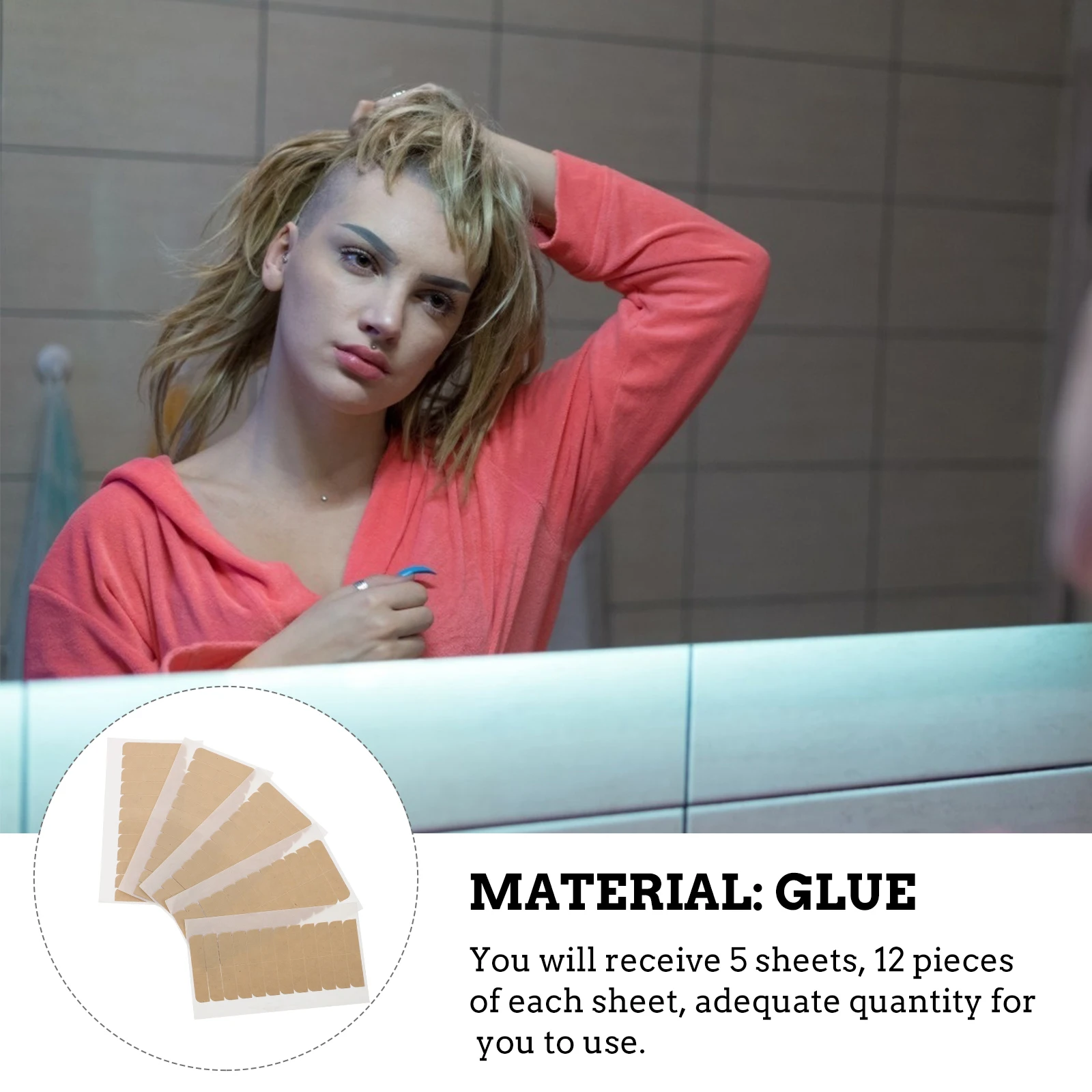 5 أوراق شريط شعر مزدوج الجوانب لملحقات شرائط لاصقة خفيفة الوزن مقاومة للماء ملصقات بديلة إجمالية #3