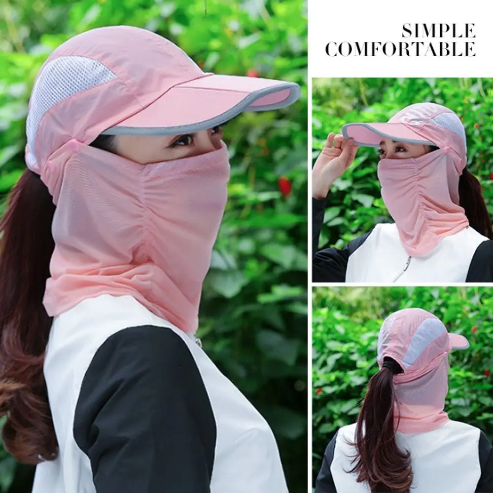 Sonnenschutzhut mit faltbarer, tragbarer Gesichtsbedeckung, UV-Schutz, atmungsaktive Maske, Fahrradschleierhut, schnell trocknende Baseballmütze