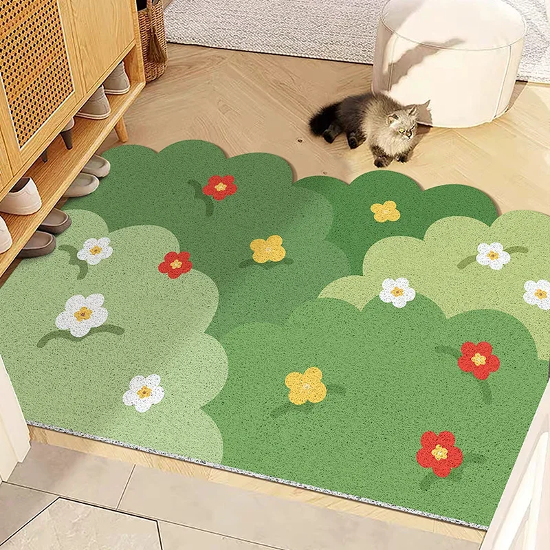 Green Forest Doormat Irregular Plant Shaped Door Mat Carpet Front Door Mat Outside Entrance Spring Welcome Doormat