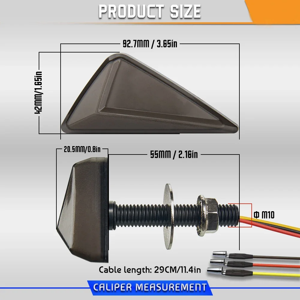 Motorcycle LED Turn Signal Light Triangle Flush Mount Turning Signals Lights Motorbike Flowing Daylight Indicators Lamp