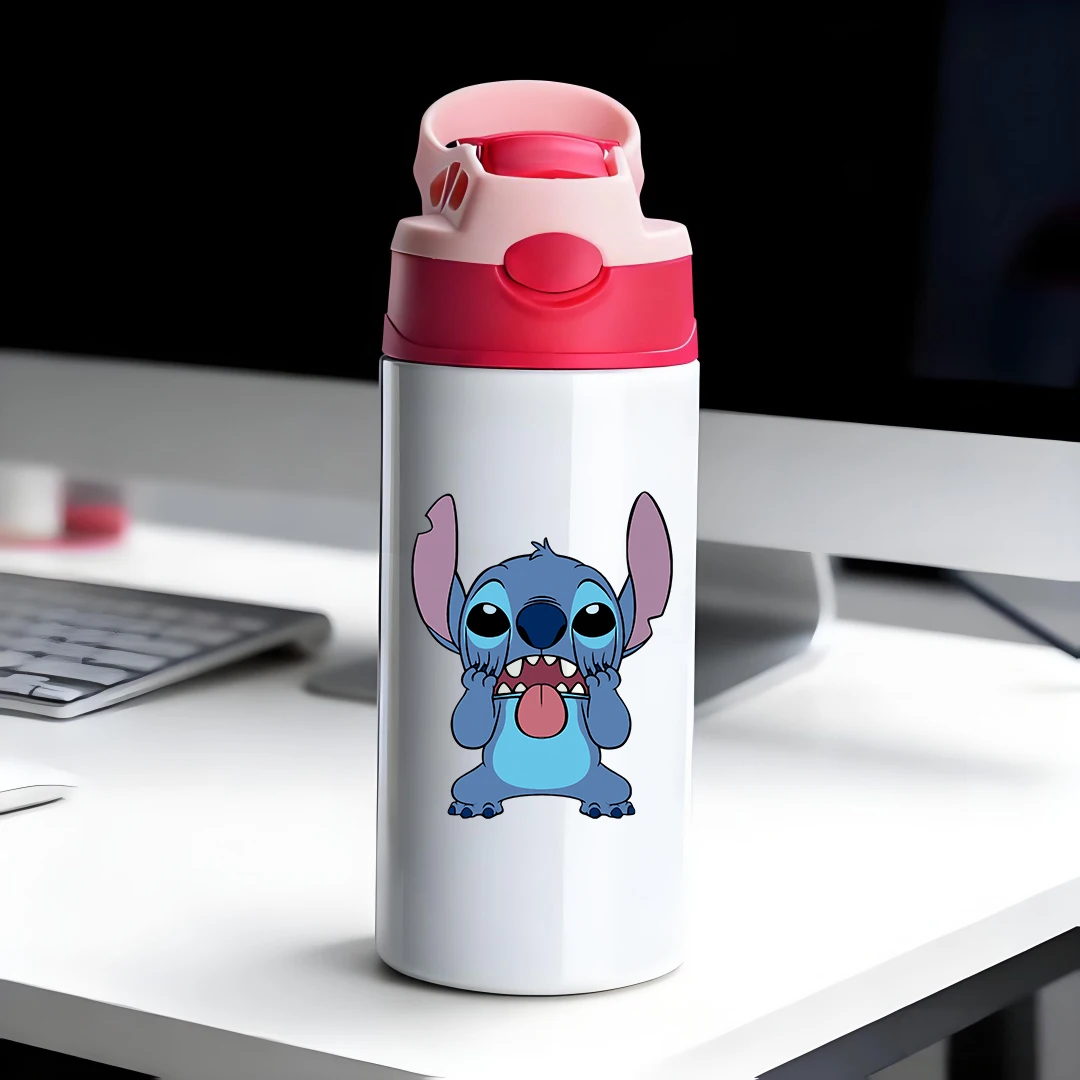 

Disney Thermos with Stich cartoon design 304 stainless steel cartoon straw cup kids water bottle New Year gift