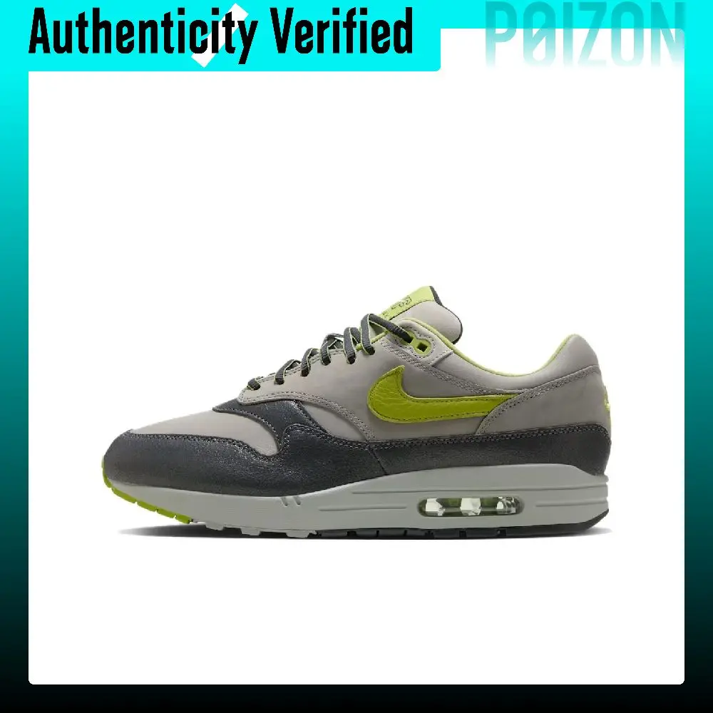 Nike x HUF Air Max 1, zapatillas deportivas de caña baja, modelo unisex, color gris y verde, HF3713-002.