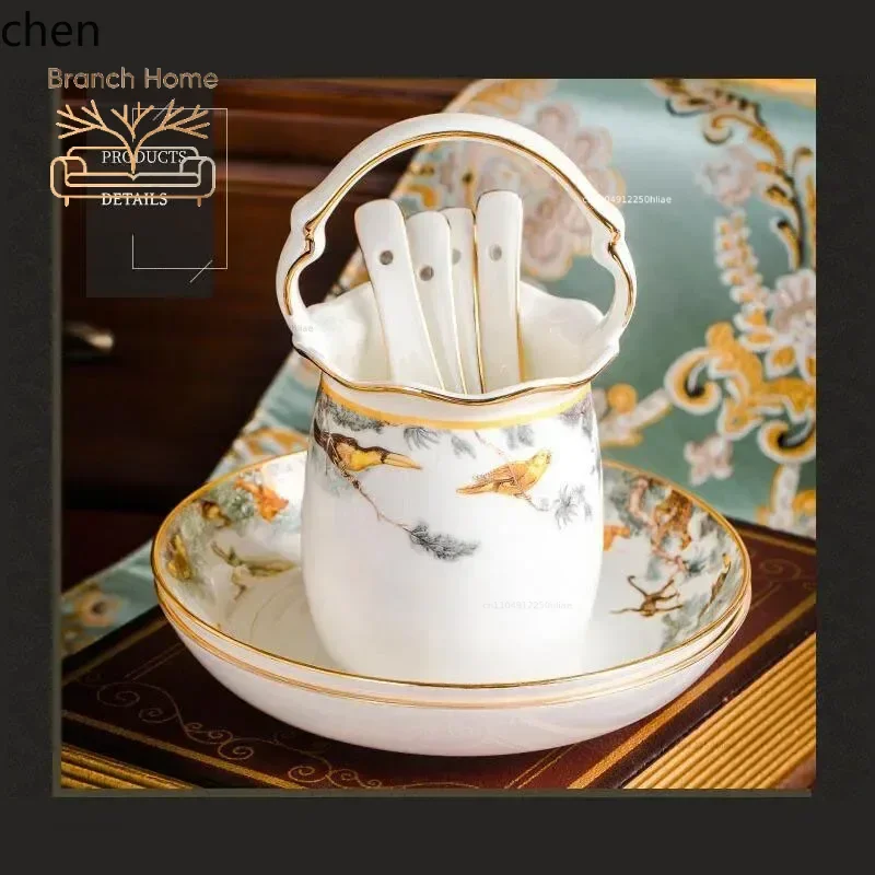 piece complete tableware set Luxury bone china dinnerware sets rice bowl plate chopsticks kitchen dishes dinner dish set view 3