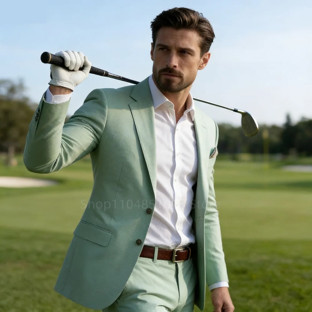 

Мужской приталенный костюм-двойка для свадьбы и деловых встреч: пиджак с лацканами и брюки для вечеринок и танцев