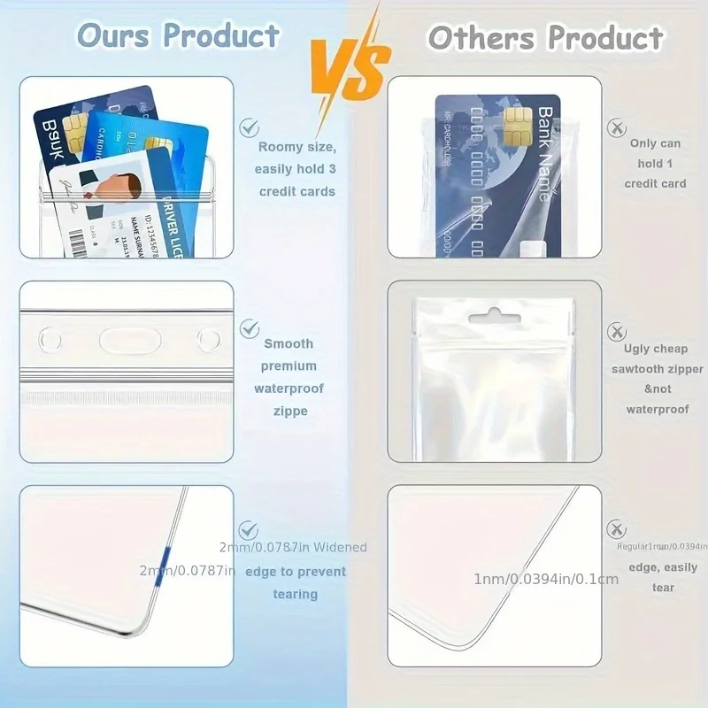 Transparent Name Badge Clip with Clasp, Waterproof PVC ID Card Holder, for Teacher, Student, Staff