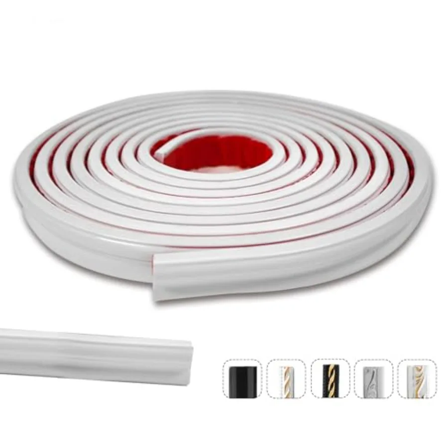 

WandS Peel and Stick Flexible Chair Rail Molding Wall Trim, Self Adhesive Caulk Strip for Wall Edge/Ceiling/Door Frame/Mirror,