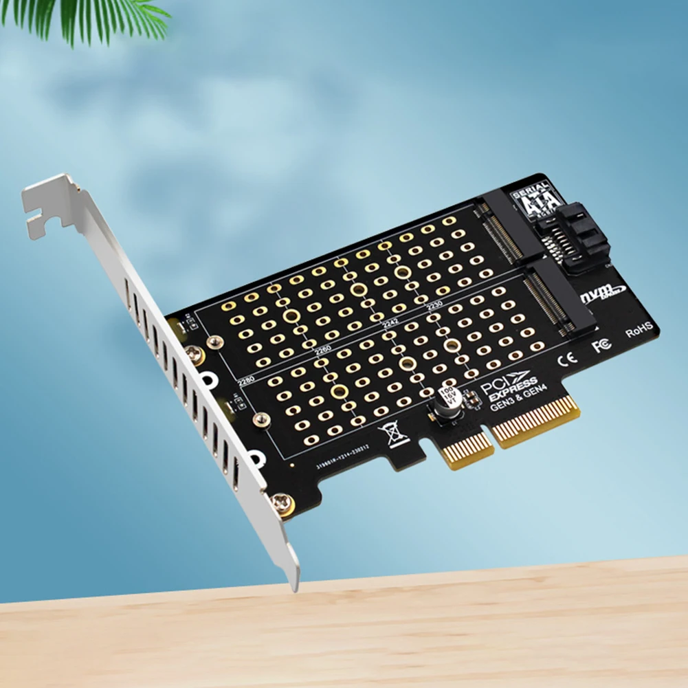 

Portable SSD To PCIE SATA Adapter Dual-Bay Mini SATA Converter 32Gbps Transmission Speed PCI Expansion Card for M.2 NVMe NGFF