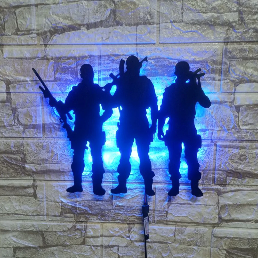 ZK30 Simple Special Forces Model Creative LED Wall Lamp Indoor Background Wall USB Night Light Home Decoration Pendant