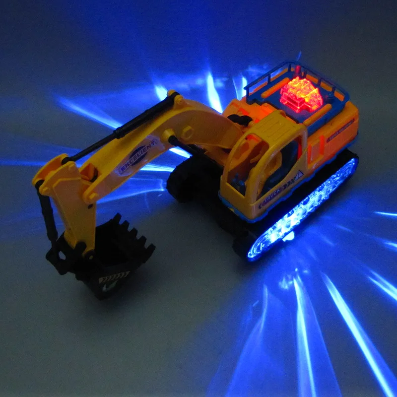 Electric 360 Rotation Musical LED Excavator Construction Car Kids Education Toy Interactive Games Toys Children Gift