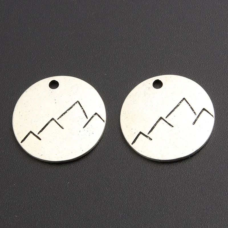 15pcs Zinc Alloy Geology&Geomorphology Mountains Round Charms Pendants For DIY Necklace/Bracelet Jewelry Making A903  SALE