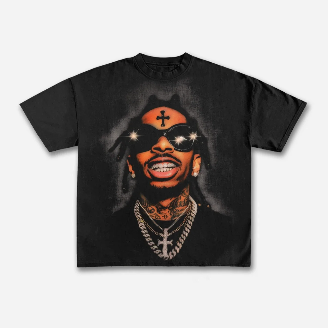 Camiseta informal con estampado de algodón con gráfico de Rap para hombre y mujer, camiseta de manga corta estilo callejero, Top Retro Y2K Harajuku con retrato de calle de Rich Street