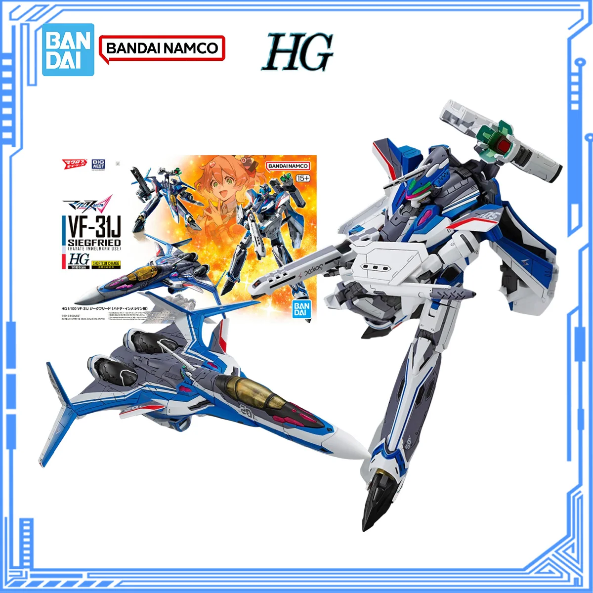 

Bandai натуральная модель Macross, комплект HG 1/100 VF-31J Siegfried Hayate Immelmann, используйте фигурку Acrion, сборная модель для мальчиков, игрушки, подарки