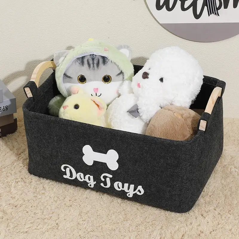 

Toy Dog Basket Pet Storage Box Bin Organizer Toys Cat Accessory Container Bins Felt Baskets Containers Multipurpose Organizer