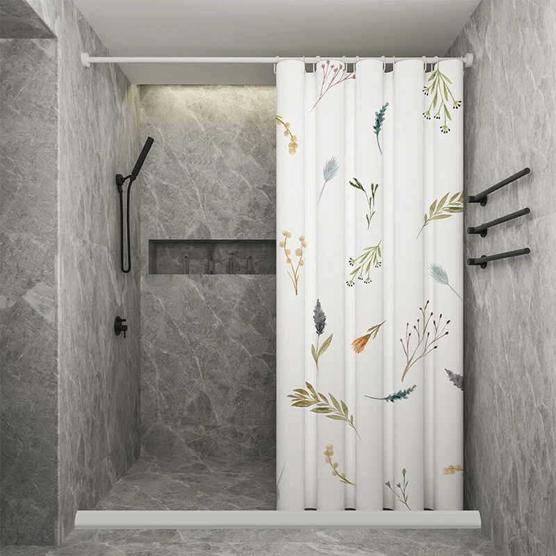 

Simple modern plant waterproof branch mildew thickening toilet heavier sinker hook bathroom shower curtain M1492