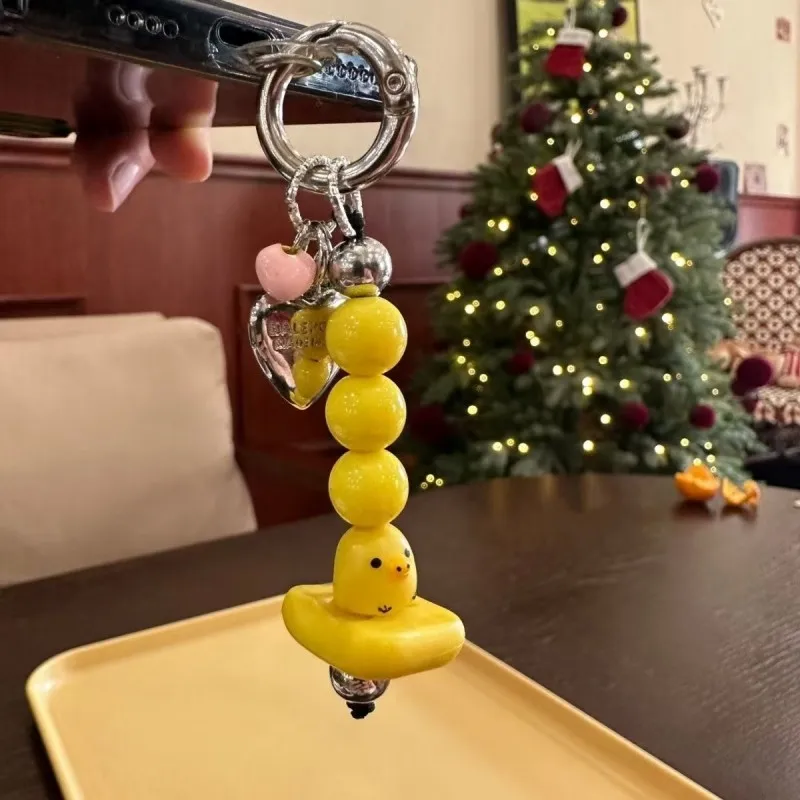 

Funny Duck Keyrings Creative Cartoon Animal Design Beaded Chain For Cellphone Chain Accessories Handmaking Car Keys Keychain