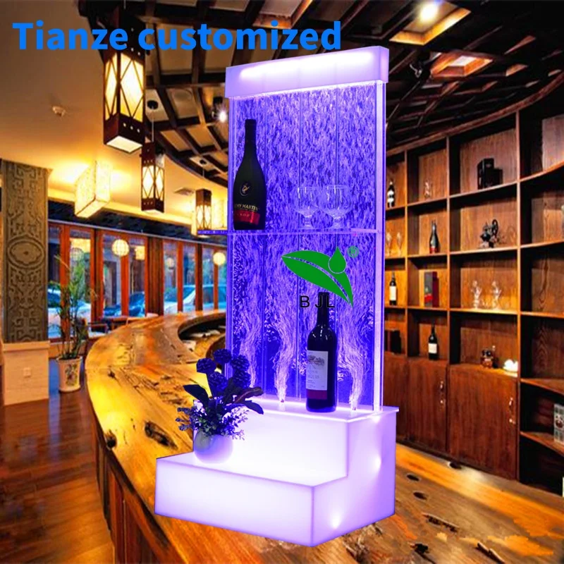 

(Customized) LED light bubble water wine cabinet display with shelf night club bar decoration