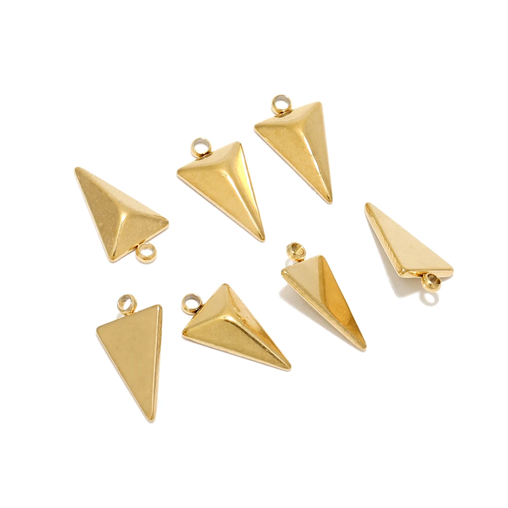 5 Stück Edelstahl-Pyramidenanhänger Dreieckige Anhänger Halsketten DIY Schmuckherstellung Zubehör Goldfarben – Detail 6