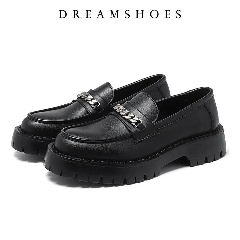 

2025 Platform Shoes Loafers Shoes Men Thick-soled Wedding Shoes Formal Business Shoes Slip-on Leather Increase Casual Shoes