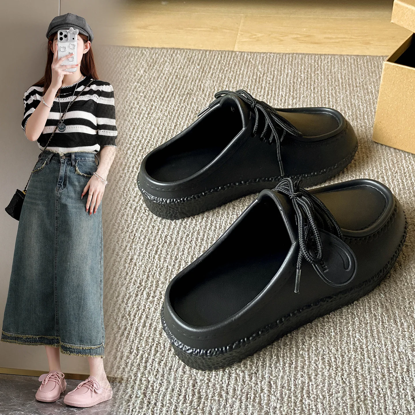 

2026 Summer New Women's EVA Clogs Closed Toe Sport Slippers Retro Casual British Style Comfortable Slip-On Outdoor Sandals