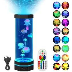 Lâmpada de lava medusa com controle remoto, plug-in USB, Bubble Fish, luz noturna, mudando, 15 Polegada, 17 cores