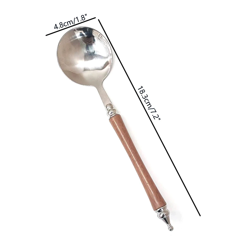 Stainless Steel Round Spoon Net Red Golden Dinner Long Handle Stirring Dessert Spoons For Kitchen Accessories Gadgets